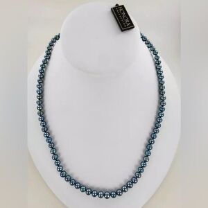 NWT Honora Steel Blue Genuine Freshwater Pearl Sterling Silver Necklace